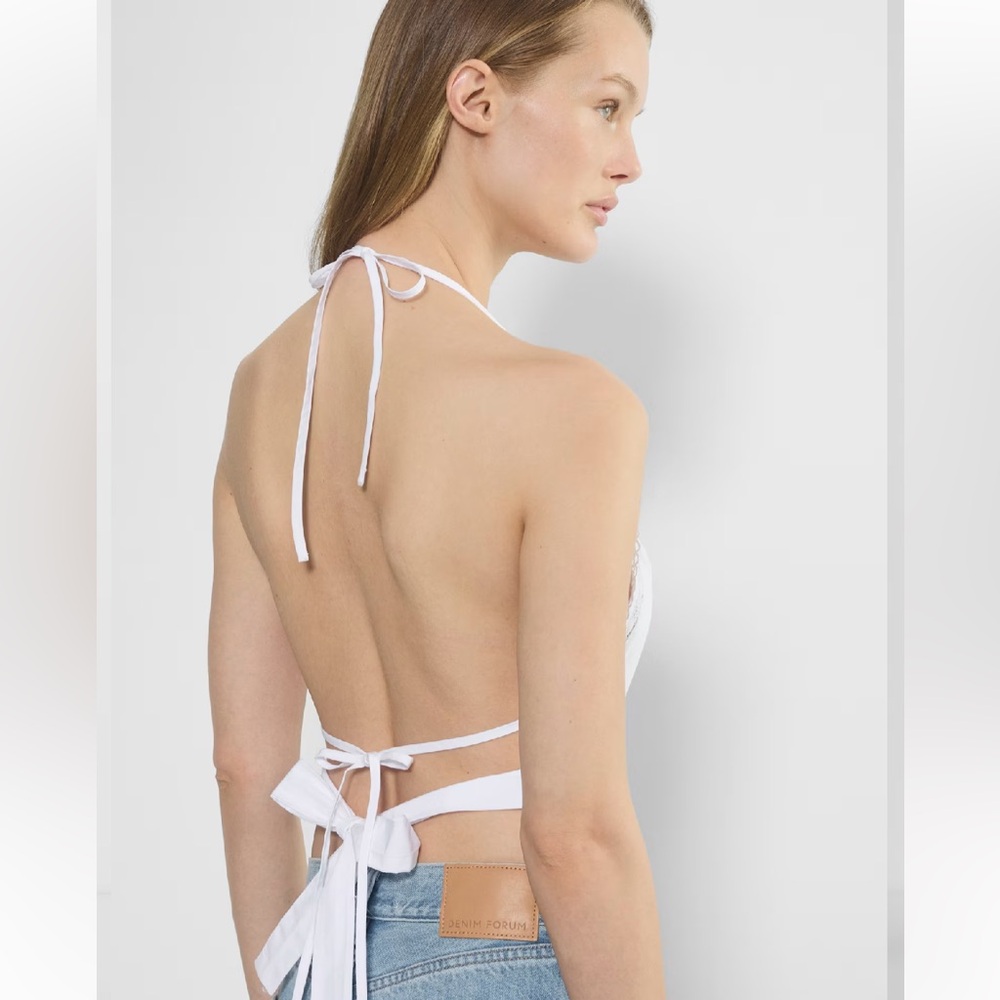Wilfred Aritzia Winslow Poplin Halter Top White Halter Crop Top. Size S - Picture 5 of 13